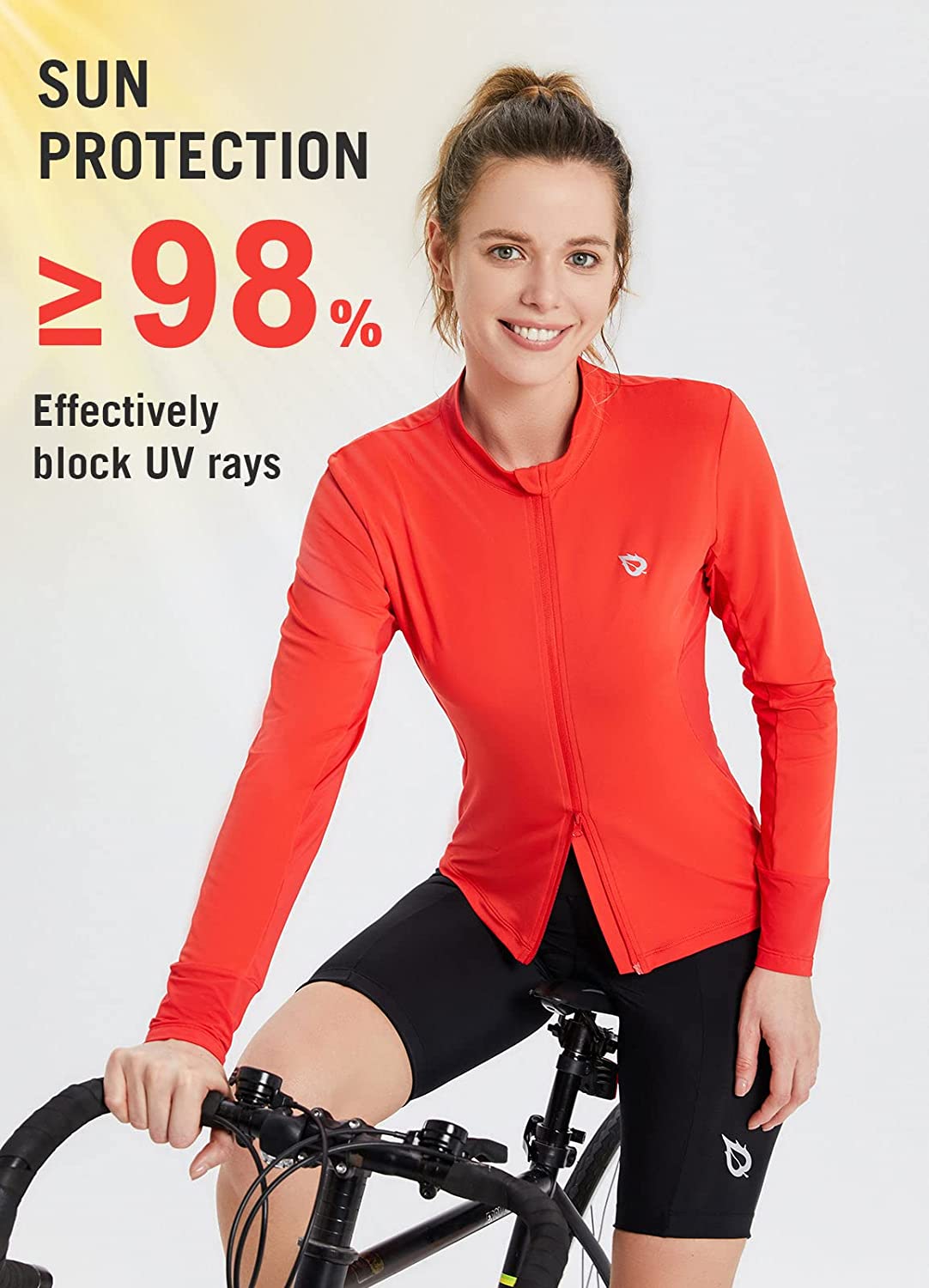 Get 32% Off! BALEAF Women’s Long Sleeve Cycling Jersey Bike Shirts Sun Protection Running Jacket UPF 50+ Pockets