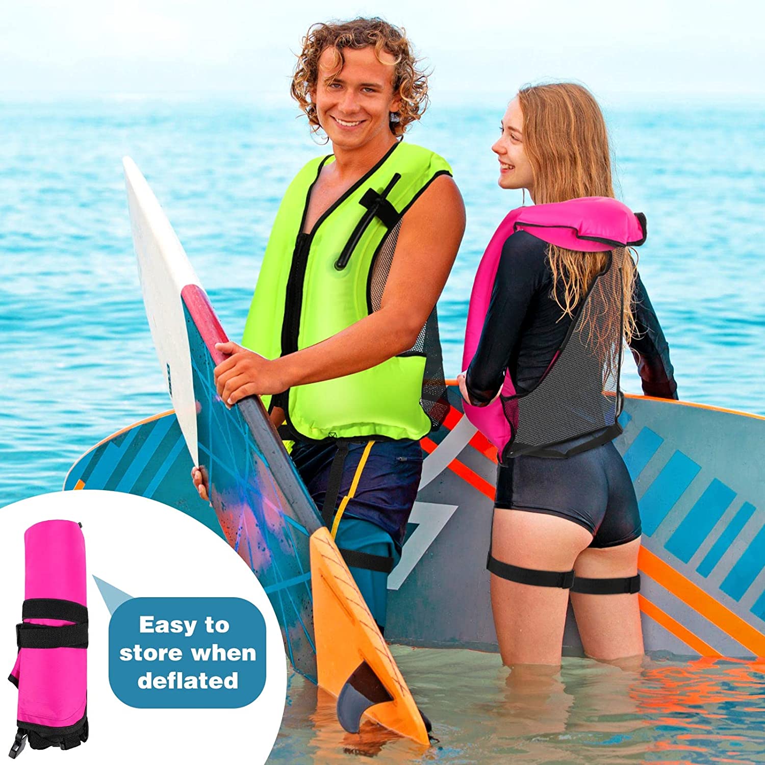 Get 8% Off! Jexine 3 Pcs Inflatable Snorkel Jacket Adult with Leg Straps