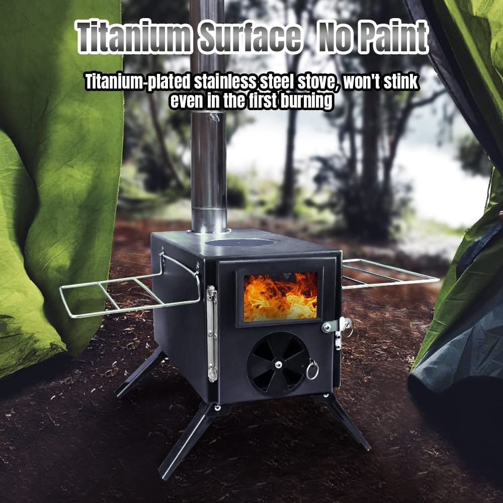 Get 20% Off! Fitinhot Camp Wood Stove, Tent Wood Burning Stoves Portable with Chimney Pipes