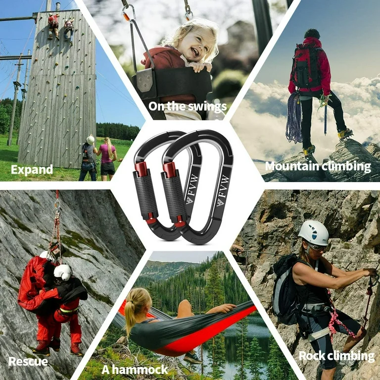 Get 37% Off! FVW Auto Locking Rock Climbing Carabiner Clips